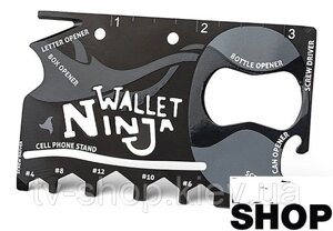 Мультитул-кредитка Ninja Wallet 18 в 1 (із загартованої сталі)