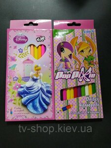 Олівці кольорові двосторонні Kite Disney Princess, Pop pixie 12 шт. 24 кольору
