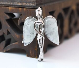 Кулон Ангел з кам'яними крилами вставка Гірський кришталь