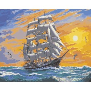 Картина мальована "Вітрильник" ,50х40 см