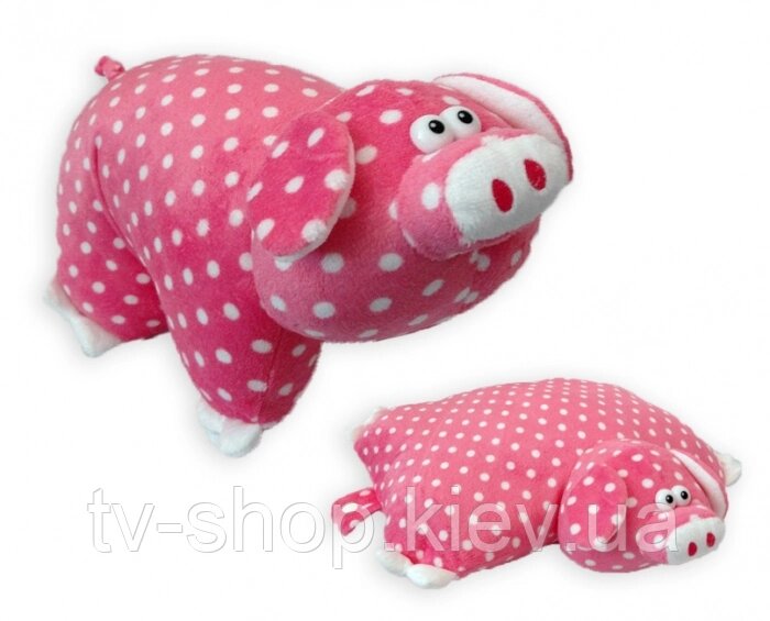 Подушка-іграшка Порося рожевий в горох від компанії ІНТЕРНЕТ МАГАЗИН * ТВ-ШОП * - фото 1