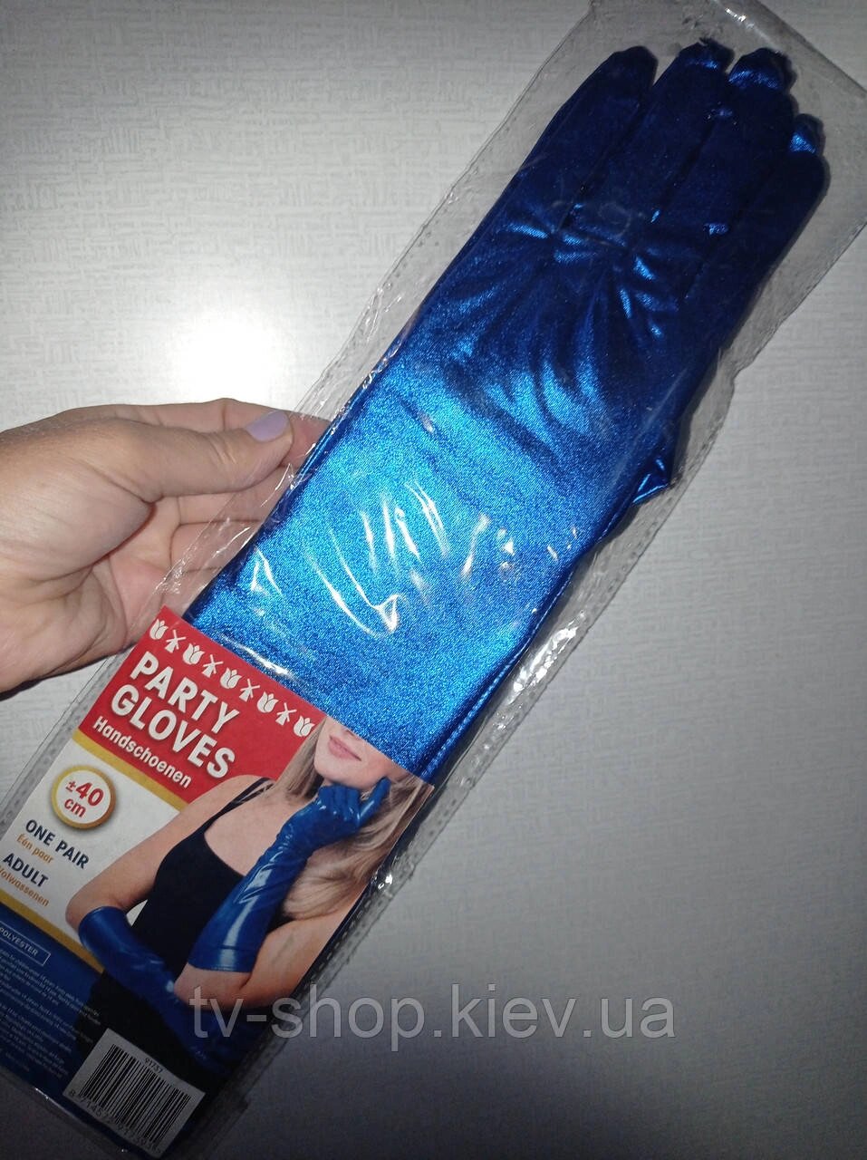 Рукавички атласні довгі (сині) від компанії ІНТЕРНЕТ МАГАЗИН * ТВ-ШОП * - фото 1