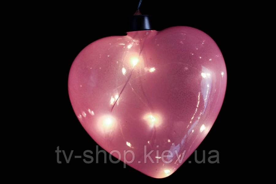Скляний підвісний декор у формі серця (2 кольори) від компанії ІНТЕРНЕТ МАГАЗИН * ТВ-ШОП * - фото 1