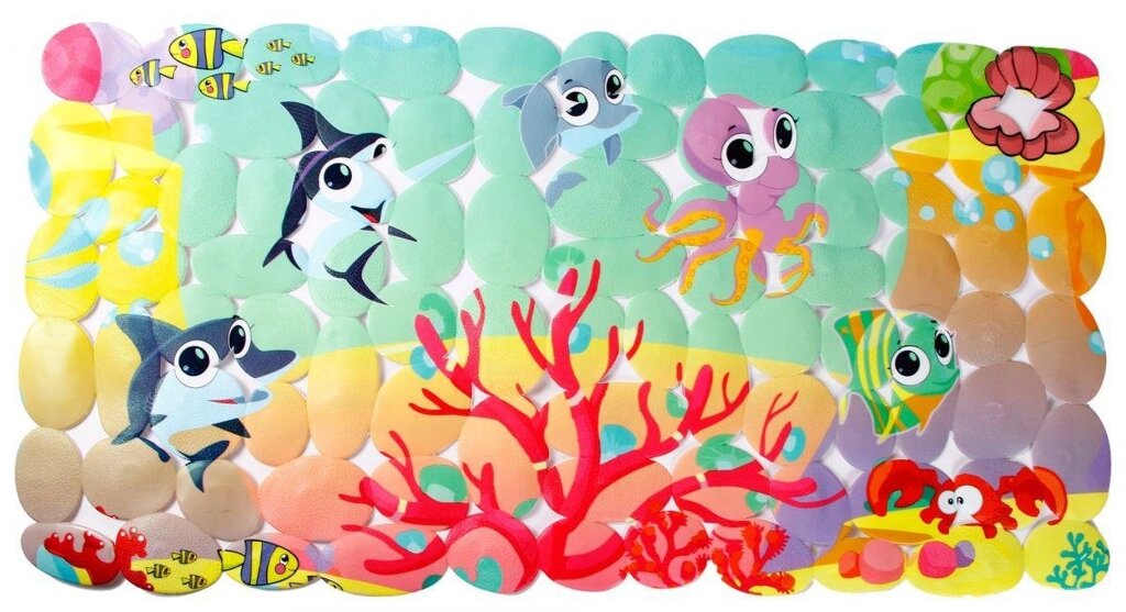 Захисний килимок в ванну Морські мешканці, 68.5 x 35 від компанії ІНТЕРНЕТ МАГАЗИН * ТВ-ШОП * - фото 1