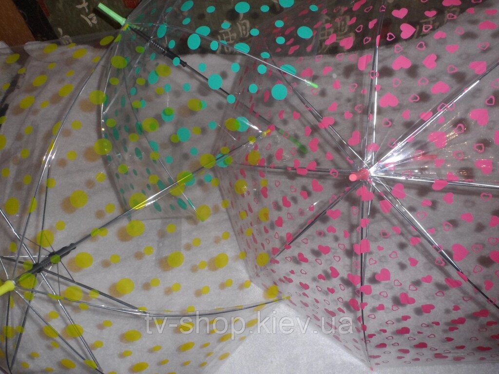 Зонт прозорий Горохи (чорний,бузковий,зелений) від компанії ІНТЕРНЕТ МАГАЗИН * ТВ-ШОП * - фото 1