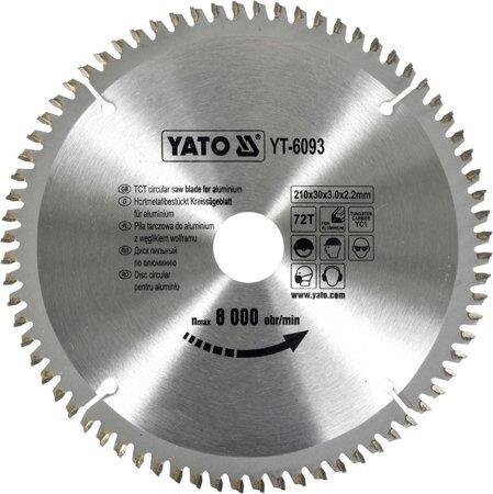 Диск пильний по алюмінію 210 мм YATO YT-6093 (Польща) від компанії Магазин інструменту та обладнання "Викрутки" - фото 1