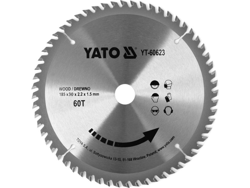 Диск пильний по дереву 185 X 30 X 2.2 X 1.5 мм YATO YT-60623 (Польща) від компанії Магазин інструменту та обладнання "Викрутки" - фото 1