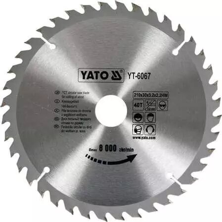 Диск пильний по дереву 210 Х 30 X 3.2 X 2.2 мм 40 зубців YATO YT-6067 (Польща) від компанії Магазин інструменту та обладнання "Викрутки" - фото 1