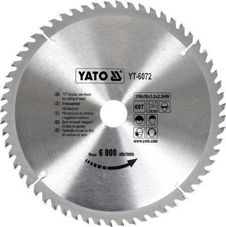 Диск пильний по дереву 250 Х 30 X 3.2 X 2.2 мм YATO YT-6072 (Польща) від компанії Магазин інструменту та обладнання "Викрутки" - фото 1