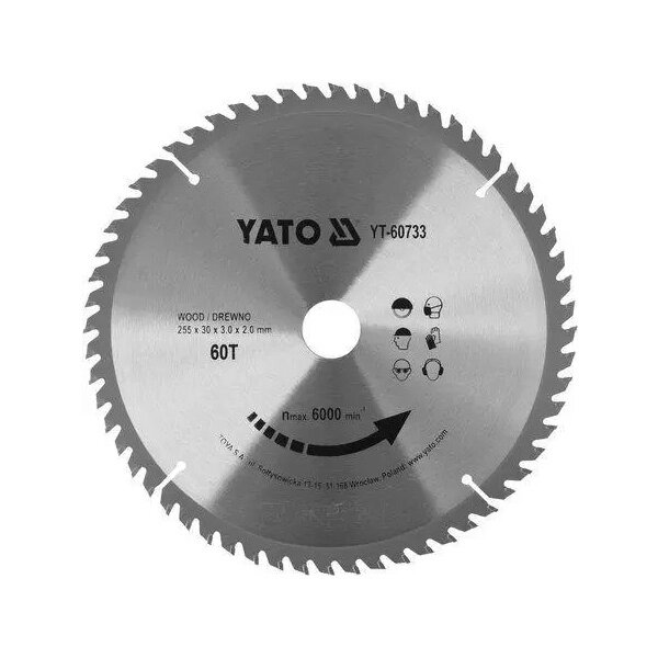 Диск пильний по дереву 255X30X3.0X2.0 мм YATO YT-60733 (Польща) від компанії Магазин інструменту та обладнання "Викрутки" - фото 1