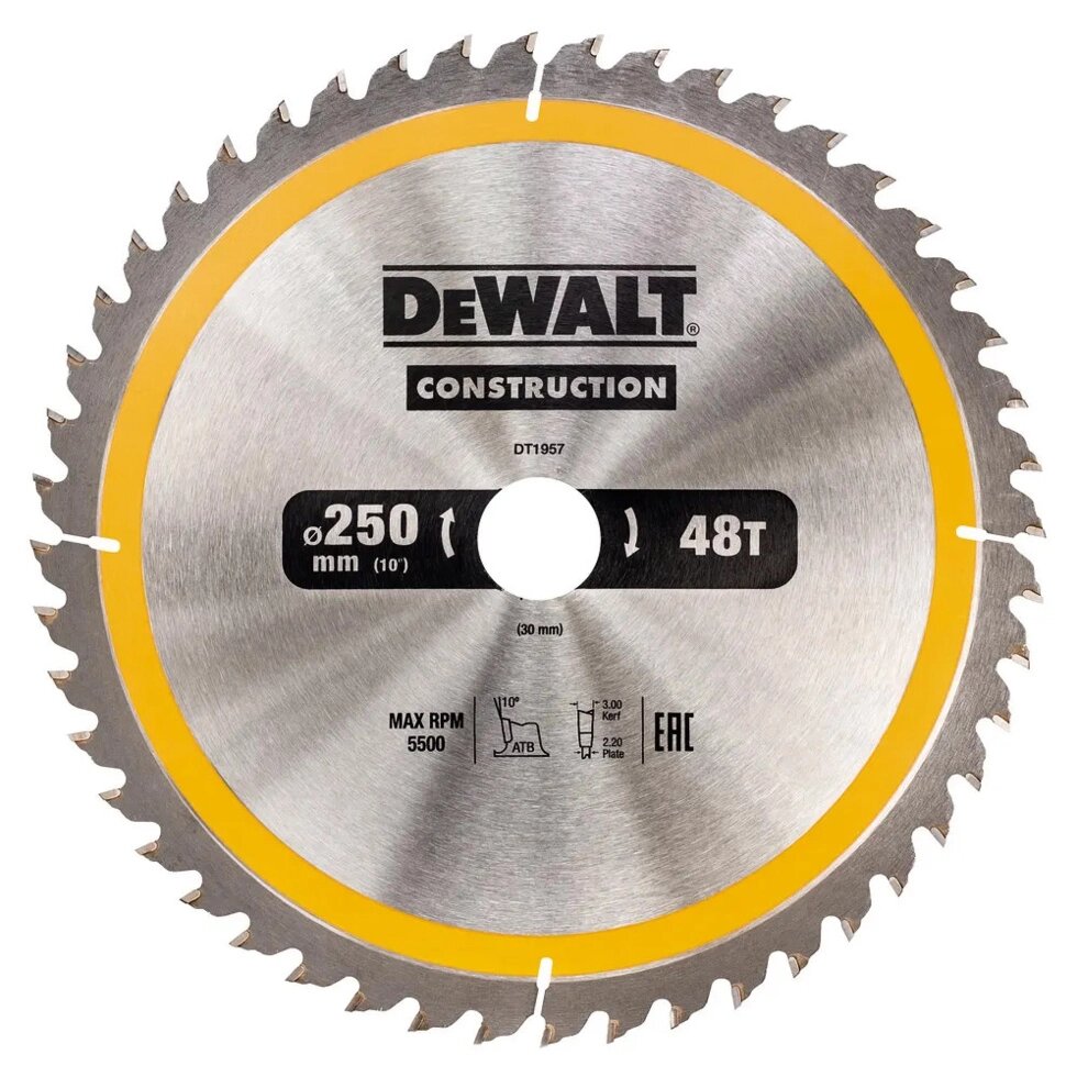 Диск пиляльний 250 мм DeWALT DT1957 (Китай) від компанії Магазин інструменту та обладнання "Викрутки" - фото 1