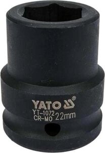 Головка торцева ударна 6-гранна 3/4"М=22 мм) L=50 мм Yato YT-1072 (Польща)