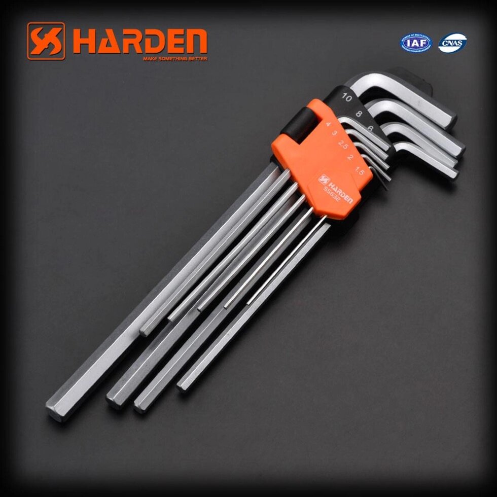 Комплект шестигранників екстрадовгих Hex 9 од. Harden Tools 540608 від компанії Магазин інструменту та обладнання "Викрутки" - фото 1