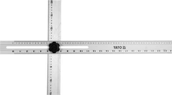 Кутник алюмінієвий з двома лінійками (метрична і дюймова шкали) 600 X 360 мм YATO YT-70791 (Польща) від компанії Магазин інструменту та обладнання "Викрутки" - фото 1