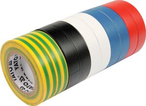 Стрічка ізоляційна різнобарвна 9 мм х 20 м (5 кольорів) уп. 10 шт. Yato YT-8173 (Польща)