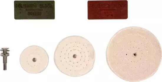 Набір: 3 полірувальних диска на дриль + штифт тримач + 2 види пасти VOREL 25420 (Польща) від компанії Магазин інструменту та обладнання "Викрутки" - фото 1