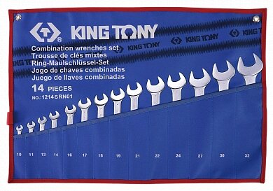 Набір ключів дюймових 14 шт 3/8"~1-1/4" (TETORON) King Tony 1214SRN01 (Тайвань) від компанії Магазин інструменту та обладнання "Викрутки" - фото 1