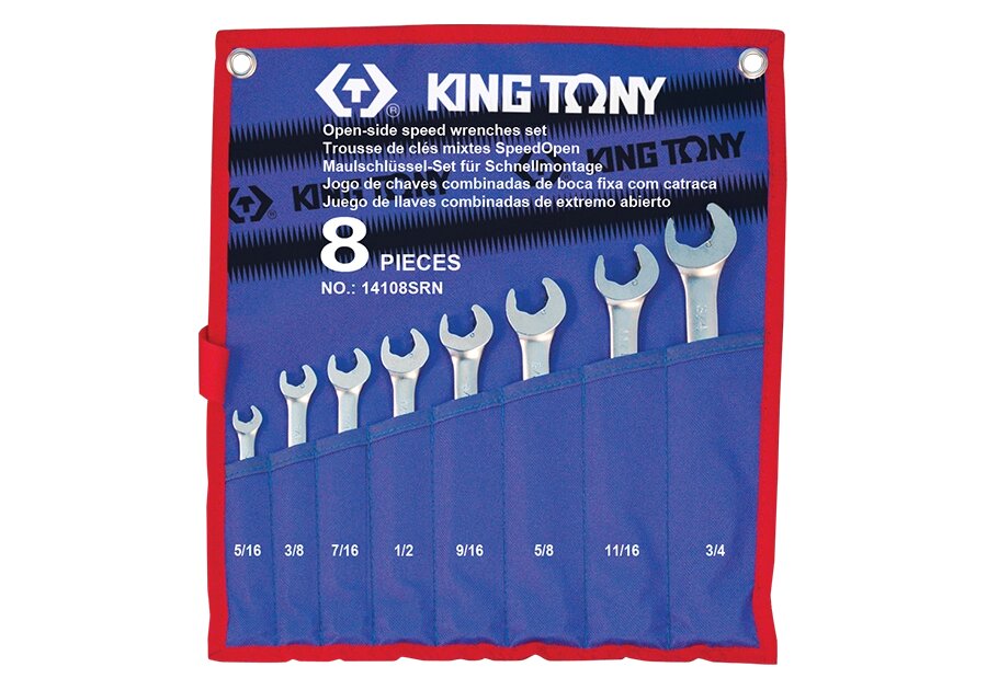 Набір ключів дюймових (5/16"~3/4") 8 предметів King Tony 14108SRN (Тайвань) від компанії Магазин інструменту та обладнання "Викрутки" - фото 1