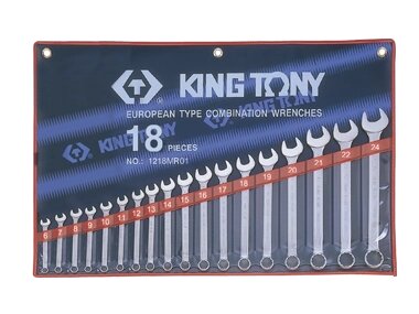 Набір ключів комбі 18шт. (6-24 мм) KINGTONY 1218MR від компанії Магазин інструменту та обладнання "Викрутки" - фото 1