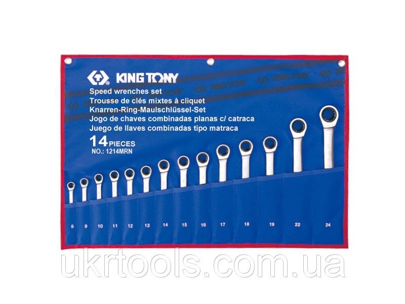 Набір ключів комбі з трещеткой 14шт. (8-24) KINGTONY 12114MRN від компанії Магазин інструменту та обладнання "Викрутки" - фото 1