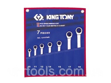Набір ключів комбі з трещеткой 7шт. (10-19мм) KINGTONY 12107MRN від компанії Магазин інструменту та обладнання "Викрутки" - фото 1