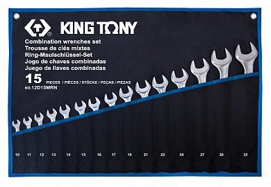 Набір ключів комбінованих 15 шт. (10-32 мм) супер-легкі TREOTON King Tony 12D15MRN (Тайвань) від компанії Магазин інструменту та обладнання "Викрутки" - фото 1