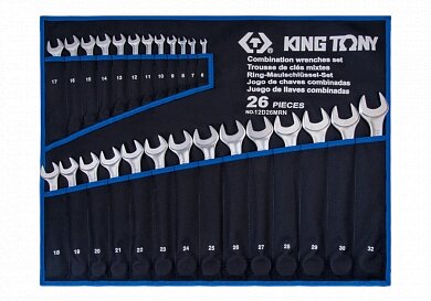 Набір ключів комбінованих 26 шт. (6-32 мм) супер-легкі TREOTON King Tony 12D26MRN (Тайвань) від компанії Магазин інструменту та обладнання "Викрутки" - фото 1