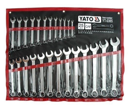 Набір ключів комбінованих 6-32 мм 25 шт. YATO YT-0365 (Польща) від компанії Магазин інструменту та обладнання "Викрутки" - фото 1