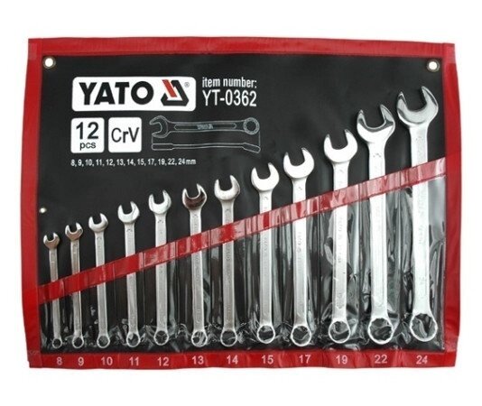 Набір ключів комбінованих 8-24 мм 12 шт. YATO YT-0362 (Польща) від компанії Магазин інструменту та обладнання "Викрутки" - фото 1