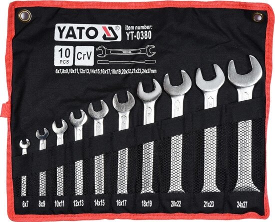 Набір ключів ріжкових 6-27 мм 10 шт. YATO YT-0380 (Польща) від компанії Магазин інструменту та обладнання "Викрутки" - фото 1
