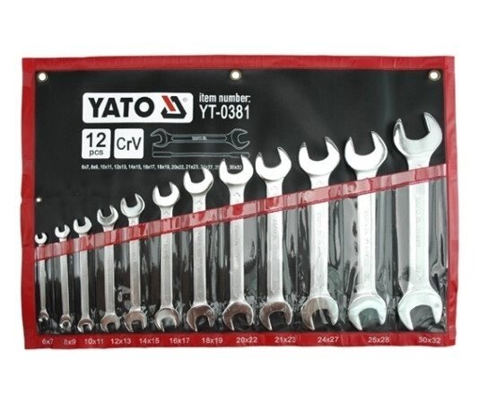 Набір ключів ріжкових 6-32 мм 12 шт. YATO YT-0381 (Польща) від компанії Магазин інструменту та обладнання "Викрутки" - фото 1