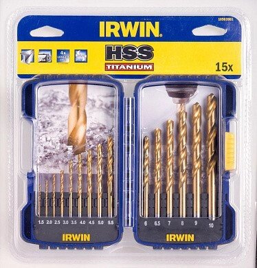 Набір свердел HSS PRO TITANIUM DRILL SEL HSTIN 15шт IRWIN 10503991 (США) від компанії Магазин інструменту та обладнання "Викрутки" - фото 1