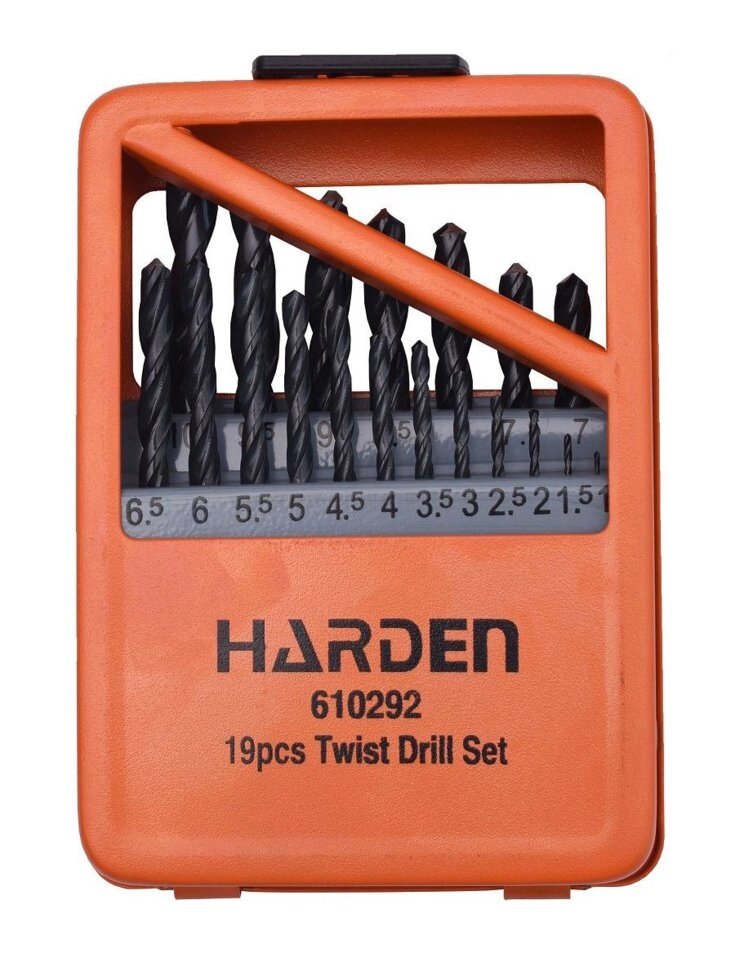 Набір свердел по металу 19 пр. HSS 1-10мм Harden Tools 610292 від компанії Магазин інструменту та обладнання "Викрутки" - фото 1
