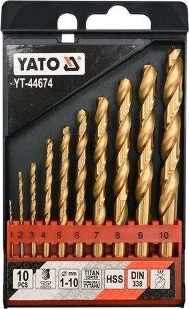 Набір свердел по металу HSS-TIN 1-10 мм 10 шт. YATO YT-44674 (Польща) від компанії Магазин інструменту та обладнання "Викрутки" - фото 1