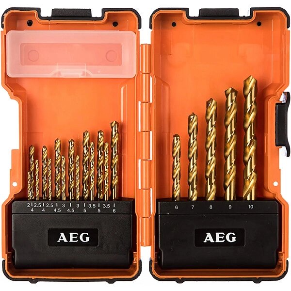 Набір свердл по металу AEG Power: Ø= 2-10 мм (HSS-G TIN DIN338) 19 шт. в футлярі (4932352245) від компанії Магазин інструменту та обладнання "Викрутки" - фото 1