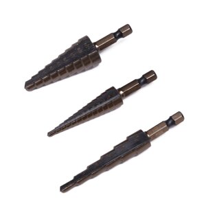 Набір свердел ступінчастих конічних по металу дюймових 3/16 - 1/2 мм професійних Harden Tools 614173