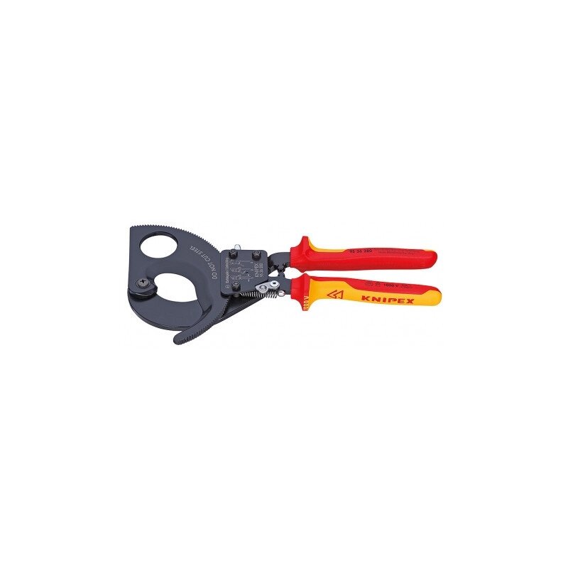 Ножиці для різання кабелів за принципом трещітки KNIPEX 95 36 280 (США) від компанії Магазин інструменту та обладнання "Викрутки" - фото 1