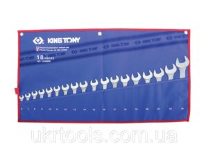 Набір ключів рожково-накидних 18 од 6-24мм чохол з теторона KING TONY 1218MRN