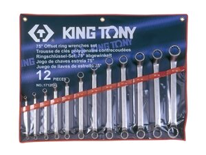 Набір ключів накидних 12 од. (6-32 мм) (у складі ключ 24х27 мм) King Tony 1712MR01 (Тайвань)