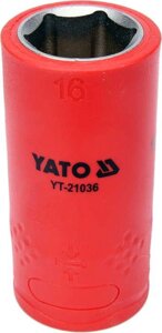 Шестигранна Головка торцева діелектрична 1/2" 16 мм / L= 55 VDE ДО 1000 В YATO YT-21036 (Польща)