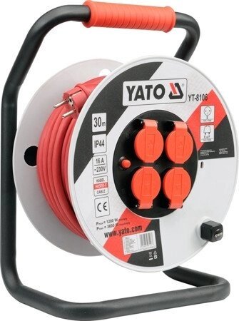 Подовжувач мережевий на котушці 3-х жильний YATO YT-8106 (Польща) від компанії Магазин інструменту та обладнання "Викрутки" - фото 1