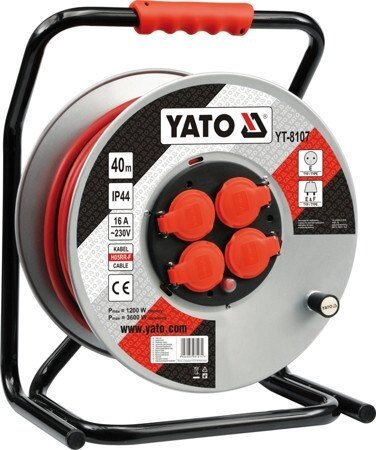 Подовжувач мережевий на котушці 3-х жильний YATO YT-8107 (Польща) від компанії Магазин інструменту та обладнання "Викрутки" - фото 1