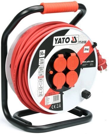 Подовжувач мережевий на котушці 3-х жильний YATO YT-8108 (Польща) від компанії Магазин інструменту та обладнання "Викрутки" - фото 1