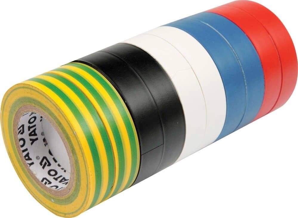 Стрічка ізоляційна різнобарвна 9 мм х 20 м (5 кольорів) уп. 10 шт. Yato YT-8173 (Польща) від компанії Магазин інструменту та обладнання "Викрутки" - фото 1