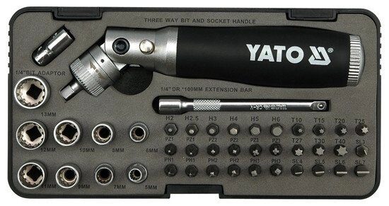 Викрутка-тримач з насадками 1/4" 42 шт. YATO YT-2806 (Польща) від компанії Магазин інструменту та обладнання "Викрутки" - фото 1