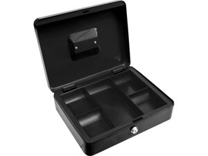 Скринька для грошей із замком (2 ключі) чорна (300х240х90 мм) Vorel 78630