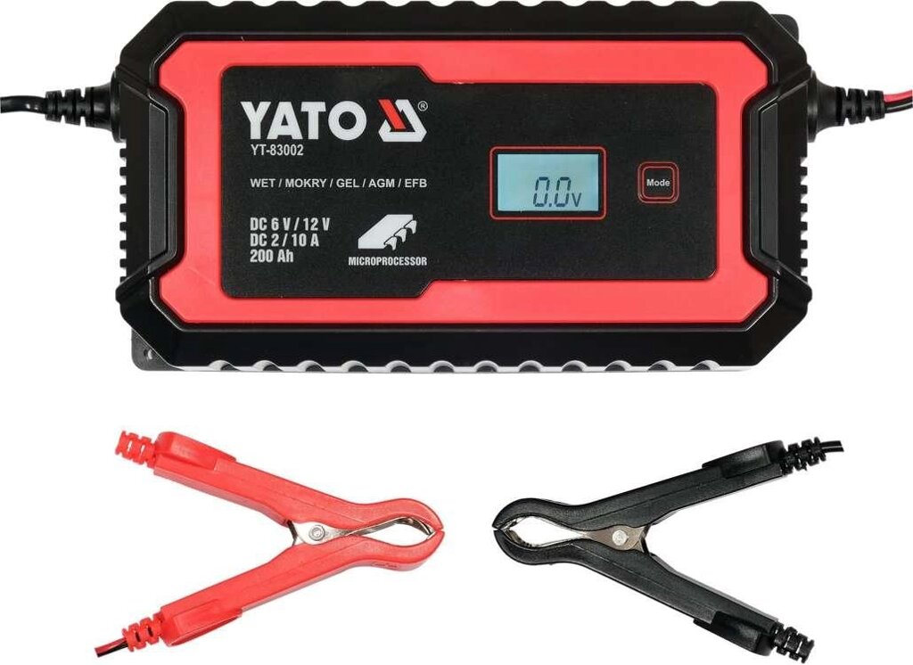 Зарядний мережевий прилад з дисплеєм LCD 230В до акумуляторів 6V-2А 12V-10А Yato YT-83002 (Польща) від компанії Магазин інструменту та обладнання "Викрутки" - фото 1