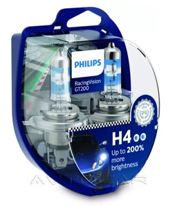 Автолампи Philips RacingVision GT200 H4 12 В 60/55 Вт (12342RGTS2) в пакованні 2 шт.