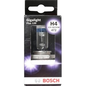 Галогенова лампа BOSCH Gigalight Plus120 H4 60/55W 12V P43t (1987301160) 1шт. Бокс