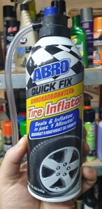 Герметик для шин Abro Quick Fix Tire Inflator із трубочкою аерозоль 340 гр. QF-25